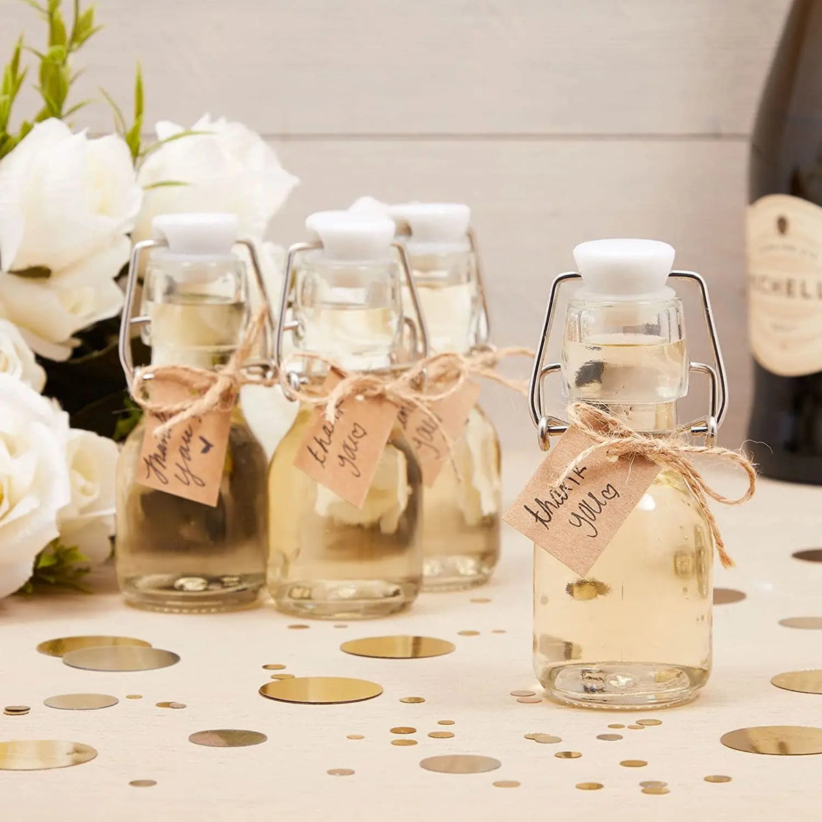 60ML Mini Swing Top Glass Bottles with Tags and Twine for Party Favors