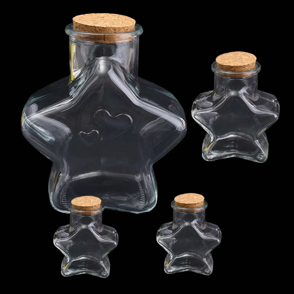 Star Shaped Glass Bottles DIY Craft Paper Strips Jars Cork Wishing Message Bottles for Wedding Birthday Party Favors Decoration