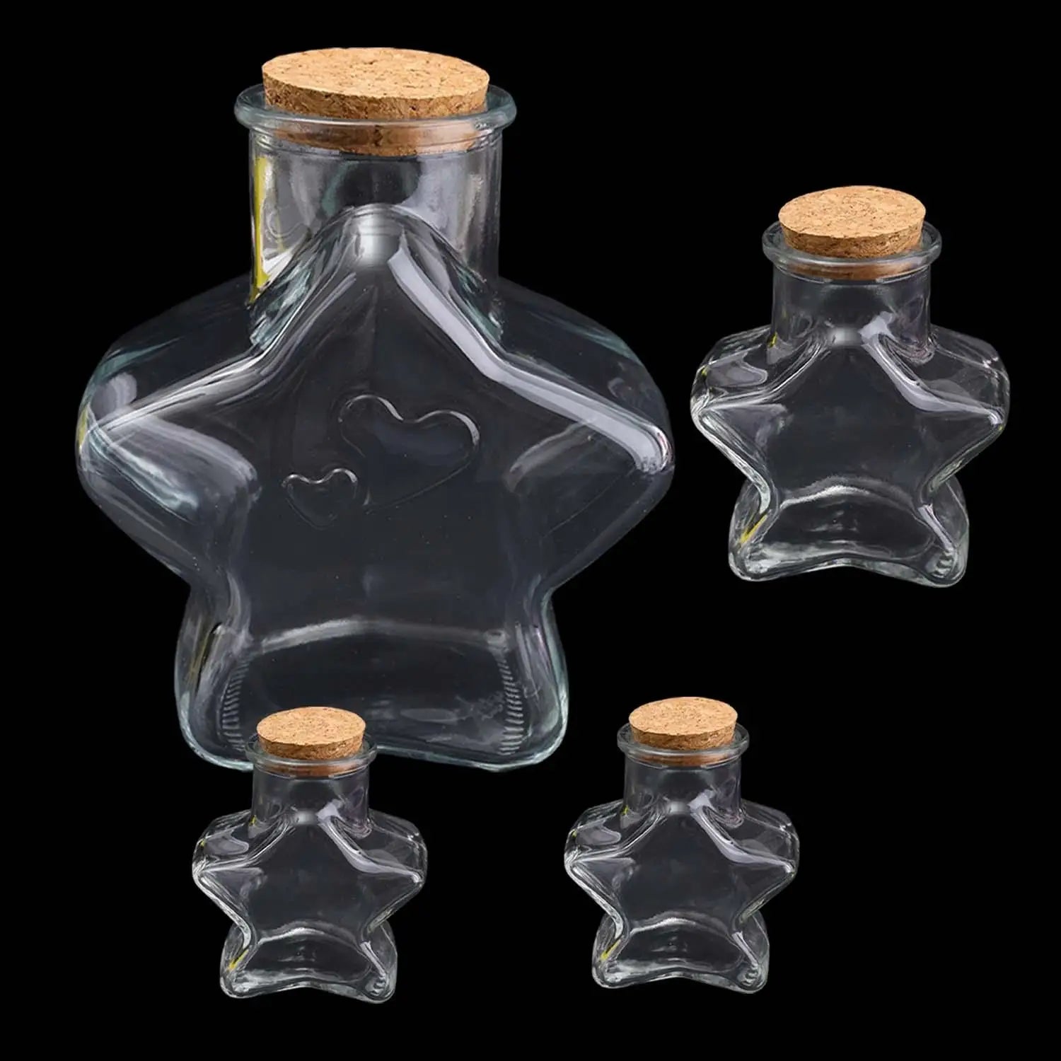 Star Shaped Glass Bottles DIY Craft Paper Strips Jars Cork Wishing Message Bottles for Wedding Birthday Party Favors Decoration