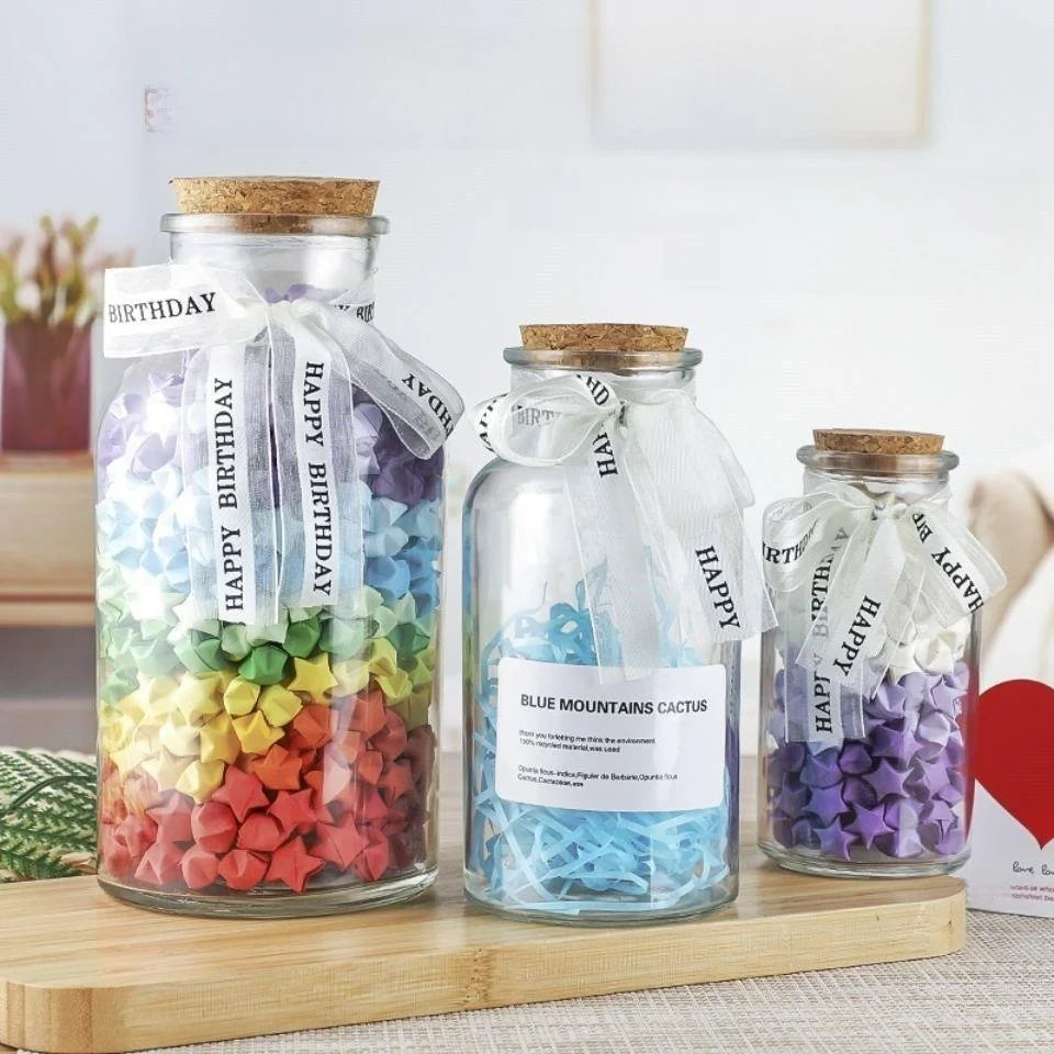 Creative Large Glass Bottle Star Paper Wi Bottle Luy Star Small Bottle Birthday Gift for Boyfriend European Sle Home Decor jars