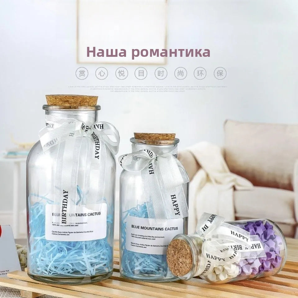 Creative Large Glass Bottle Star Paper Wi Bottle Luy Star Small Bottle Birthday Gift for Boyfriend European Sle Home Decor jars