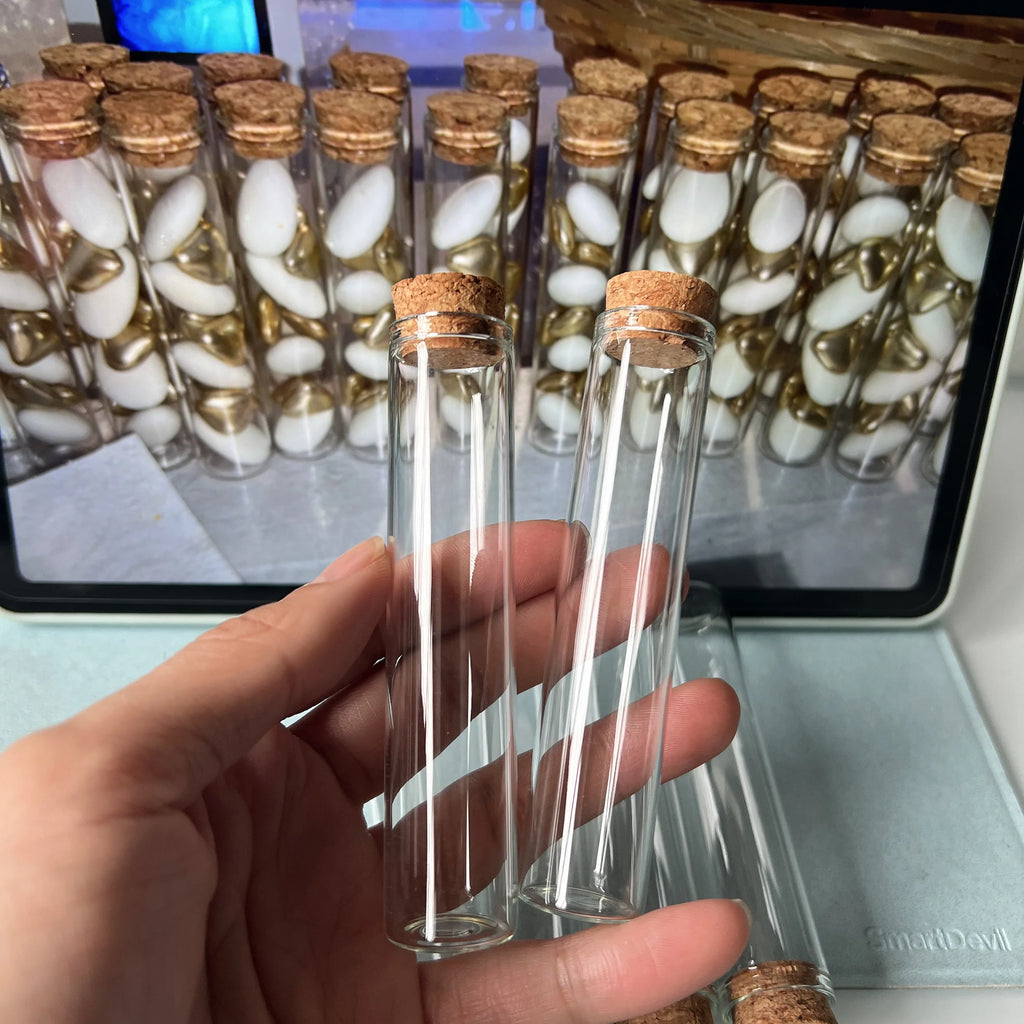 50 Pcs 22x100mm 25ml Glass Bottles Cork Stopper Mini Test Tube Jars Tiny Containers for DIY Crafts Wishing Bottles Wedding Gift